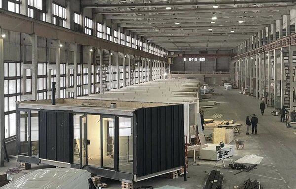 Each modular cabin is built in the KONGA factory in Lithuania, and can be set up on site in a single day.