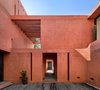 Modern home with Hallway and Limestone Floor. CVC House by Estudio MMX Photo of The CVC House