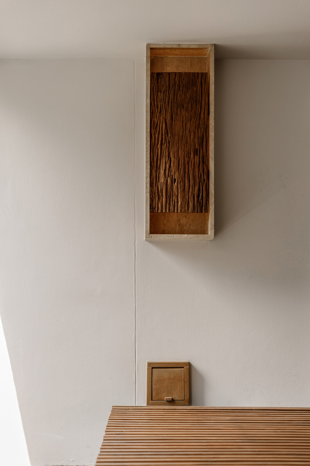 Custom lighting at the balcony that also hides electrical outlets. 