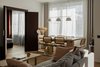 Modern home with Dining Room, Table, Chair, Medium Hardwood Floor, and Pendant Lighting. Dinner zone Photo 11 of Apartment, 62 sq. meters in St. Petersburg