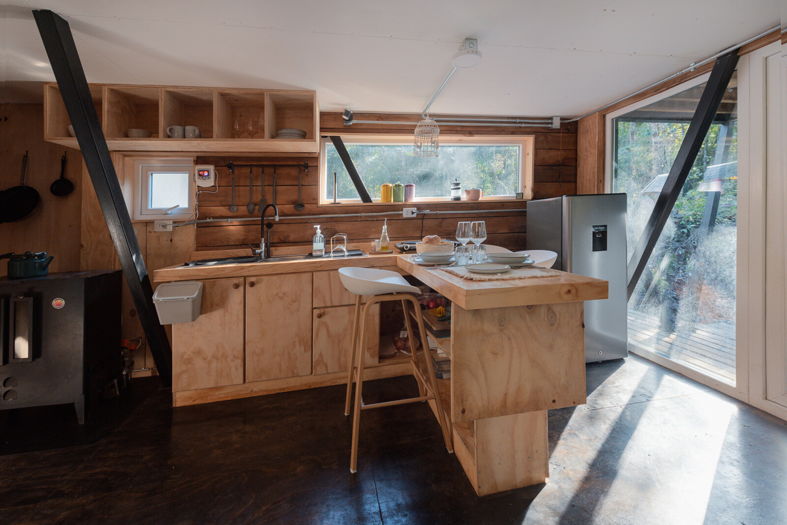 This house warms itself 80 percent of the year just with the sun. 