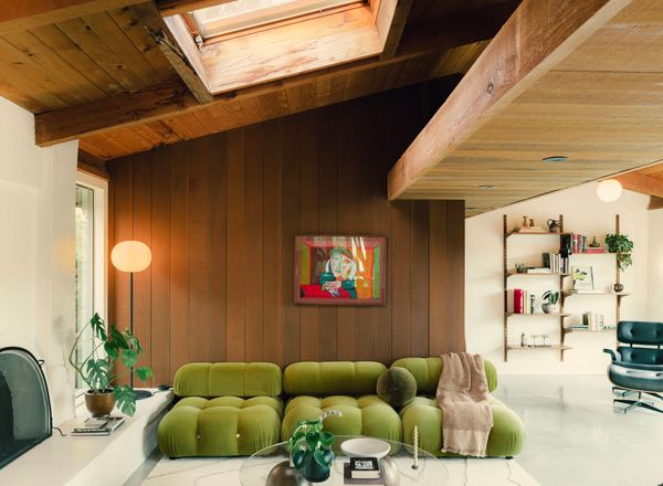 The post-and-beam home was completed in 1976 by Ladd & Kelsey.