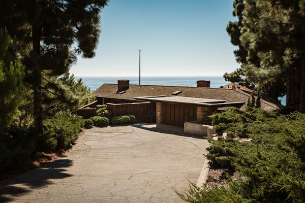 The oceanfront property overlooks Abalone Cove and Catalina Island in the Pacific Ocean.