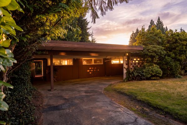 The entire home is clad in the original mahogany boat plywood.