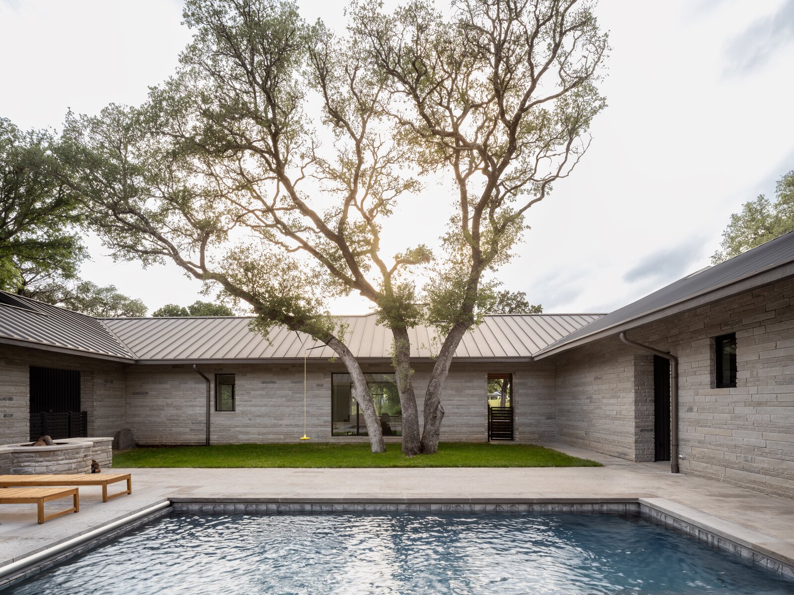 Even the water in the courtyard pool comes from the on-property cistern, which collects rainwater throughout the year. "Last summer, I think the kids were in the pool twice a day at least," says Jonah. "We lived in that courtyard."