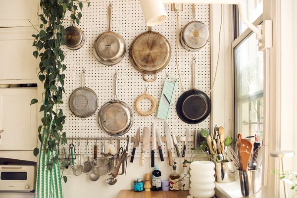 The peg board! One of Serai and Archibald’s first major kitchen projects. All of the materials combined cost around $30.