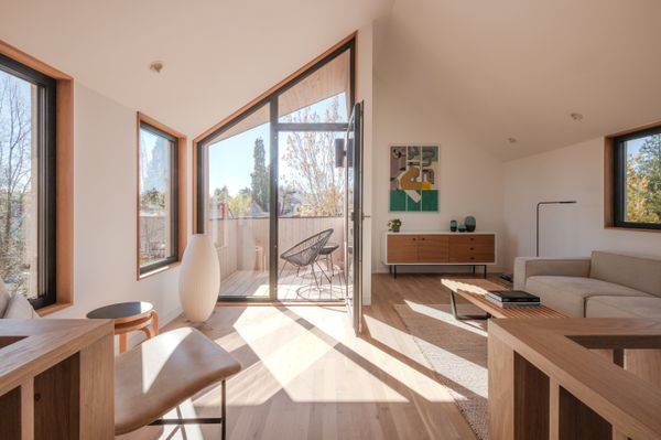 Solid white oak floors run throughout the home.