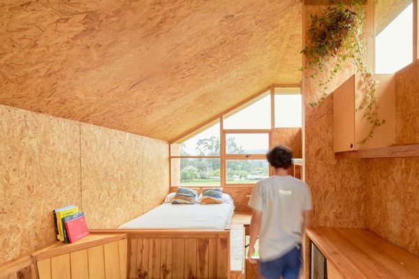 A hatch in the sleeping area leads down to a semi-subterranean level.