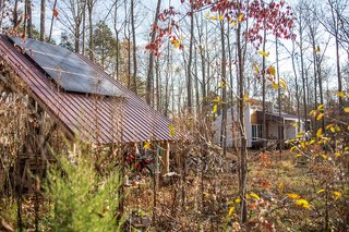 Since the house is miles away from the electrical grid, it needed to be self sustaining. Solar panels provide power and Brun and Esparza engineered the structure to be green from the get go. "The building is high-performance and energy-efficient because of its insulation," Brun says. "There are operable windows in every single room in the house, which actually reduces electricity use since it cuts down the need for artificial lighting. Once we reduced the electricity need in the house, we then went through the active strategies which are solar panels and the heat exchange system."