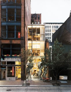 The 947 Liberty Lofts, in downtown Pittsburgh’s Penn-Liberty Historic District, is one of developer Eve Picker’s efforts to bring the city core back to life. A 20-foot setback leaves room for an outdoor café that bustles at lunchtime. The 15-foot sculptures were created by James Simon, a Pittsburgh artist.