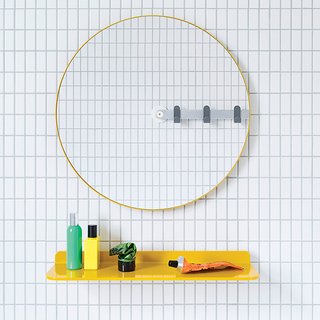10 Ideas For the Minimalist Bathroom of Your Dreams - Photo 10 of 10 - Sabi’s Mirror by MAP is designed for universal use. Installation is a breeze: Punch out the to-scale template from the packaging and hang it with the included adhesive or easy-mount screw.