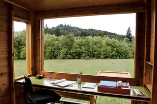 When she visits the Watershed, Kathleen's writing accoutrements are limited to paper and pencil.