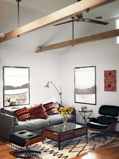 Mad Men star Vincent Kartheiser gives a nod to the show’s midcentury roots with an Eames Lounge in the living room of his Hollywood cabin.