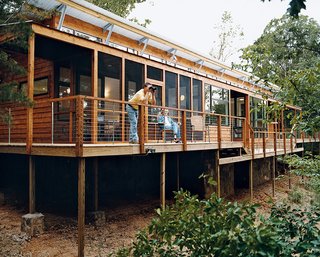 Jelle birdwatches while Eileen rests on the deck.