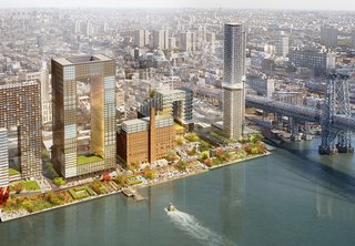 The Domino Sugar Refiney in Williamsburg, Brooklyn, is the site of a 3,300,000-square-foot redevelopment project spearheaded by Two Trees, a developer, and SHoP Architects. The project was still under review by the city's buildings department at the end of former mayor Michael Bloomberg's tenure and its future will shaped by the current administration. Projects like this one will be discussed during the panel. Photo courtesy of SHoP Architects.