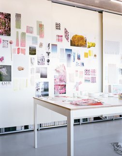 A view of the Scholten & Baijings studio in central Amsterdam, on a quai overlooking the River Ij. The studio has worked with Maharam, Established & Sons, HAY, Ikea, Karimokou New Standard, Georg Jensen, Moooi, J. Hill, 1616/Arita Japan, Thomas Eyck, and BMW Group/Mini, among others.