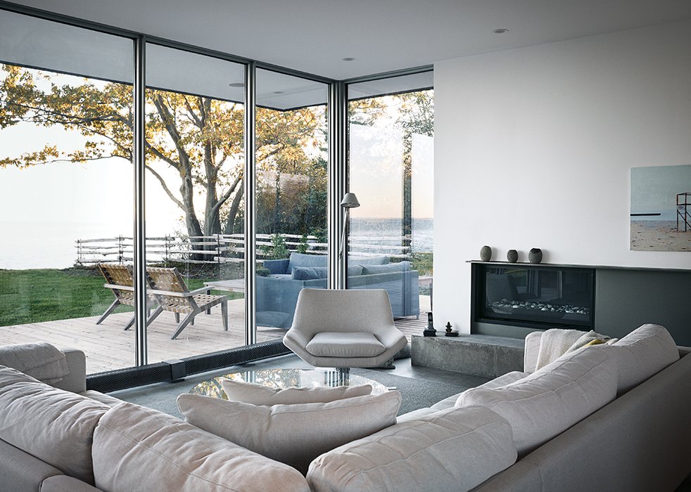 Tolomeo With Shade Reading Floor Lamp By Giancarlo Fassina Michele Ontario Vacation Home Living Room With Ikea Sofa And European Fireplace