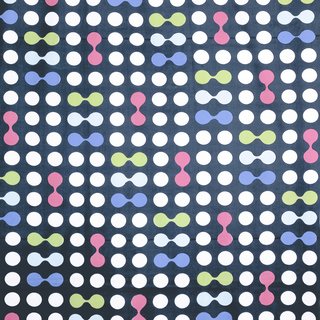 A collage-based abstract design by Jon Catleugh, produced by David Whitehead Ltd. The Lancashire-based firm produced three textiles by Catleugh, all of which were developed from artworks exhibited in 1953. Courtesy of the Fashion and Textile Museum.