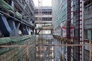 A detail shot of the Shenzhen Stock Exchange. Photo by Guy Bertrand.