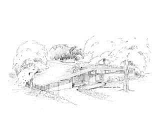 A Ralph Fournier sketch for the Harwood Hills neighborhood in Des Peres, Missouri, west of St. Louis. Image courtesy of Maryville University.