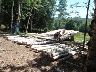 The Birch Pavilion under construction. Photo courtesy of Moskow Linn Architects.