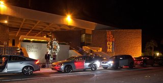 Dwell Media and Volvo Cars Bring The Future of Mobility to Palm Springs Modernism Week 2014 - Photo 7 of 11 - Volvos with the new adaptive cruise control technology (ACC) lined up in front of the Palm Springs Art Museum to chauffeur guests to dinner.