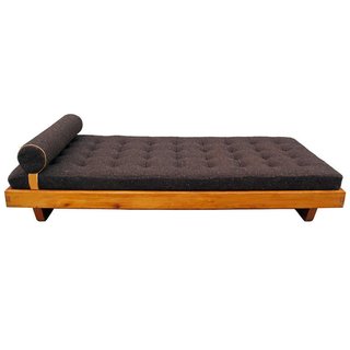Meribel Ski Resort (1950)Perriand’s time in Japan during WWII—she was brought in to advise on industrial art production and spent considerable time with designer Sori Yanagi—had a lasting impact on her work, leading the doyenne of Modernism to focus more on wooden furniture and sliding screens to divide space. This Larch Daybed is a prime example. Photo via 1stdibs.com.