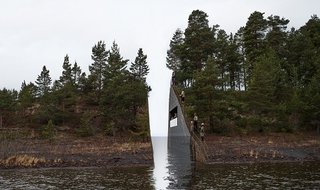 1. July 22 Memorial (Hole and Oslo, Norway): Designed by Jonas Dahlberg<br><br>Visitors to Hole will walk across a forested peninsula before encountering Dahlberg’s design; the names of the victims will be etched in stone across from the viewing area, out of reach. Photo courtesy of Jonas Dahlberg Studio and KORO/ Public Art Norway.