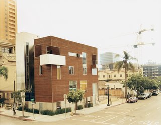 Sebastian Mariscal's Wood Architecture - Photo 5 of 7 - For his own residence in downtown San Diego, Sebastian Mariscal and his wife Maricarmen fit two clever structures on a small lot, in a city rarely associated with innovative urban structures. Redwood siding reflects the historic neighboring houses and provides some context for the new house. Photo by Randi Berez.