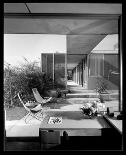 Built between 1947 and 1950, the Shulman house was the result of a collaboration between the photographer and architect Raphael Soriano, and served as Shulman’s home for more than half his life. Perched on a hill in Laurel Canyon on Woodrow Wilson Drive, the house was designated a Los Angeles Cultural Heritage monument in 1987. The one-story, exposed-steel-frame structure is defined by its central "spine" and surrounded by gardens that Shulman left in a somewhat wild state.