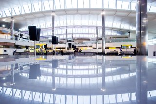 An interior view of the new Terminal 2 at Heathrow. Photo courtesy of Luis Vidal + Architects.