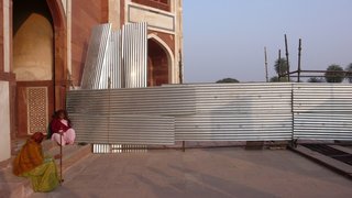 Corrugated steel construction at Humayun's Tomb in Delhi. "For me it’s a positive beautiful thing to find inspiration from, what people are doing in a very humble way," Doshi says about improvised, corrugated steel construction around the world. "There are many people who think these neighborhoods aren’t beautiful. But for the people who live there, they put a lot of care into what they built for themselves. We love the composition of the corrugated steel, that’s used to make these amazing structures. They are the authors and architects of their own dwellings." Image courtesy of Doshi Levien.