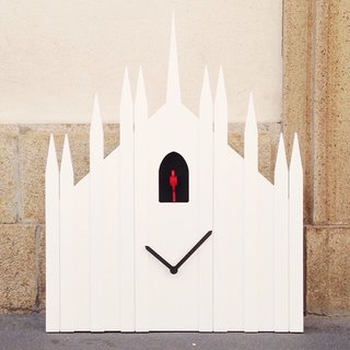 The Duomo Cuckoo Clock by Diamantini & Domeniconi, inspired by the Milan Cathedral, is on exhibit for Milan Design Week.