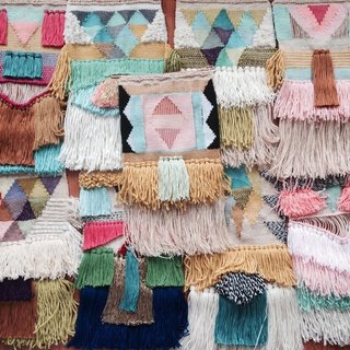 Textured, Woolen Tapestries Made of New and Vintage Yarn - Photo 3 of 6 -