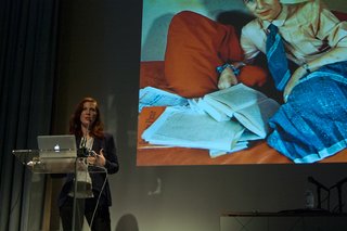 Art and Tech Worlds Collide in 5th Annual Seven on Seven Conference - Photo 1 of 4 - In the keynote, Kate Crawford, Principal Researcher at Microsoft Research, suggested that K-Hole's<span> <a href="/discover/normcore">#normcore</a></span> trend report, as well as the Snowden-leaked GCHQ Powerpoint, could be read as manifestations of the anxieties of an age of mass surveillance—those of the surveillers and those of the surveilled. "Data Art is pushing the edge of ethical behavior now and showing us the real challenges we will face in the future," she said. Photo courtesy Rhizome.