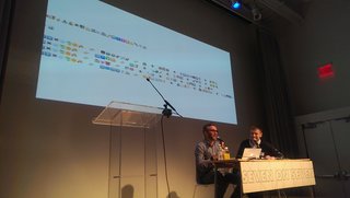 Art and Tech Worlds Collide in 5th Annual Seven on Seven Conference - Photo 4 of 4 - New York Times tech writer Nick Bilton and artist Simon Denny took a light-hearted approach to Big Data, creating DrawTheNewsFor.Me, a website that allows you to source out individuals via TaskRabbit and hire them to translate today's headlines into drawings. Responses ranged from pie charts, to napkin sketches, to this emojicon translation. Photo courtesy Rhizome.
