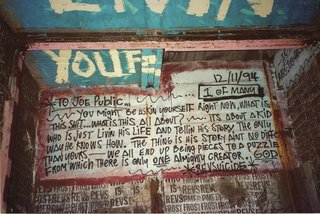 An autobiographical diary entry by the graffiti artist REVS, who scattered these pages of his life story throughout the transit system. Photo courtesy Jurne.
