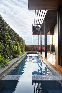 AIA architect David Hertz, known for 747 Wing House, looked to the structure of a butterfly wing when designing this Venice home. The inverted roof of Silver Triangle House (or Butterfly House) captures water that collects in a sump and is used for subsurface irrigation. The roof is just one of the home's sustainable features, which, Hertz says, "are not compromises to the design; they're part of the design." Photo by Laura Doss.