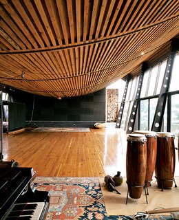 Big Sur: Coastal Commissions - Photo 2 of 9 - Adjacent to the owner’s larger home, the Music Studio, with its bowed, ship-like ceiling, was designed to house events, parties, and performances.