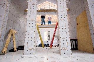 The structure, by the Digital Design Fabrication Group in the Department of Architecture at MIT, was erected at the Museum of Modern Art in New York.