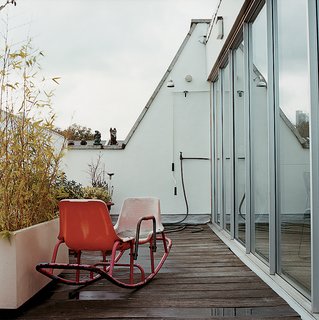 The balcony is notable for its outdoor shower.