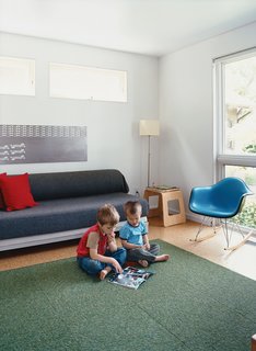 Owen and Quentin and a vintage Eames rocker populate the other end of the swingroom.