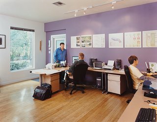 Baird's design-build firm, PLUSone Design + Construction, operates out of the former master bedroom.