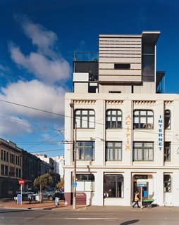A side view of the Bieringas’ apartment reveals its jigsaw puzzle–like composition, and its contrast with its historic base.