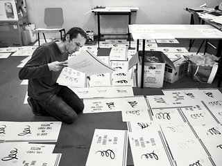 In Bil’ak’s studio, he and his staff assemble and hand-draw the cover for issue #7.