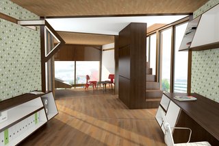 Designing around a central core means that the layout of the organic house can be adapted to meet the changing needs of the occupants. Ceilings or walls can easily be added or taken away for a simple makeover.