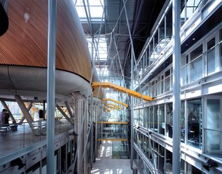 The Bordeaux Law Courts were finished in 1998. Seven cedar-clad "pods" hold the actual courtrooms.