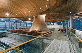 The National Assembly of Wales, completed in 2006, features an open–air design that is intended to reflect the transparency of democracy.