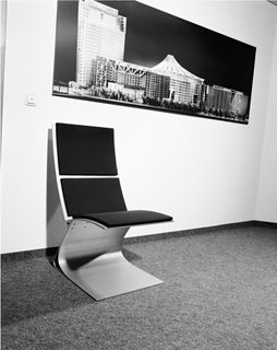 An early iteration of Sobek's Airport Chair sits in the office.