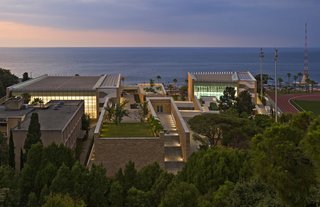 Top Ten Green Projects - Photo 4 of 20 - Charles Hostler Student Center (aerial view) in Beirut, Lebanon, by Vincent James Associates Architects. Photo by Paul Crosby.